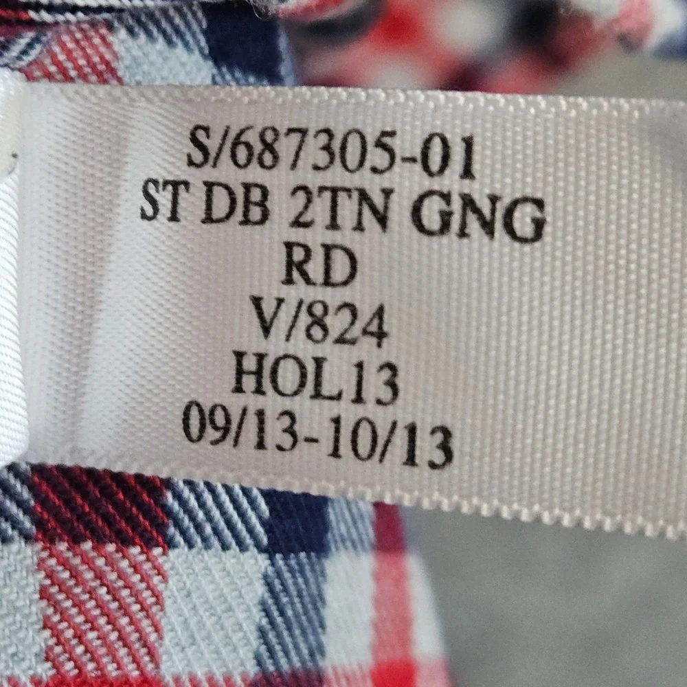 Banana Republic Men's Size L Long Sleeve Button Up Shirt Red Blue Gray‎ Checks